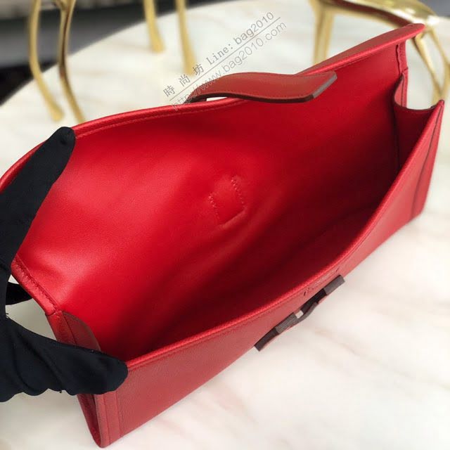 Hermes女包 愛馬仕手包Jige 原版密蠟線 Hermes手拿包 大紅  am1835